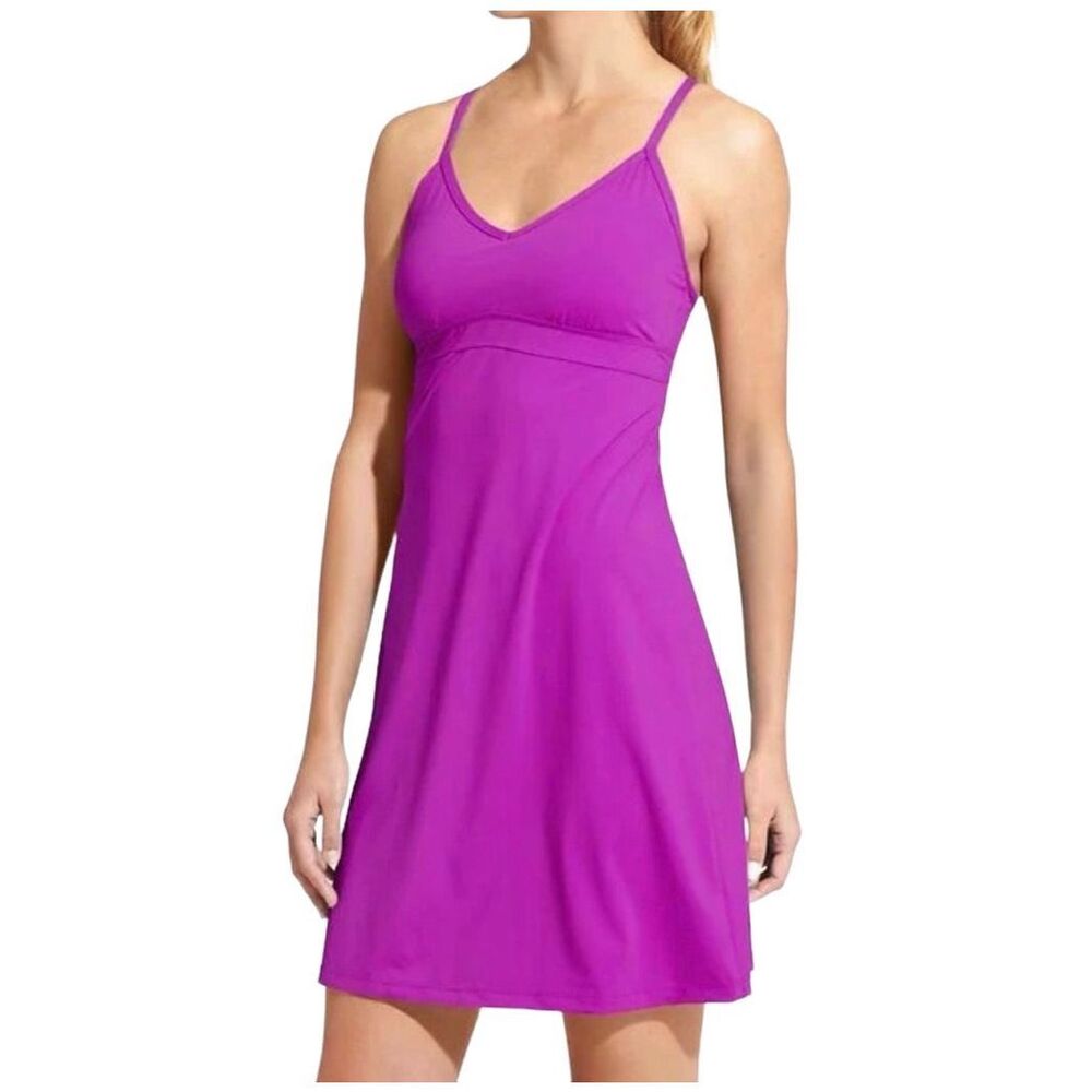 Athleta Shorebreak Built in Bra Strappy Back Mini Dress Athletic Purple S